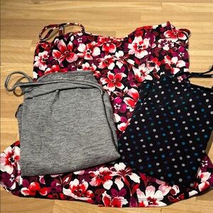 LOFT Red and Pink Floral Top